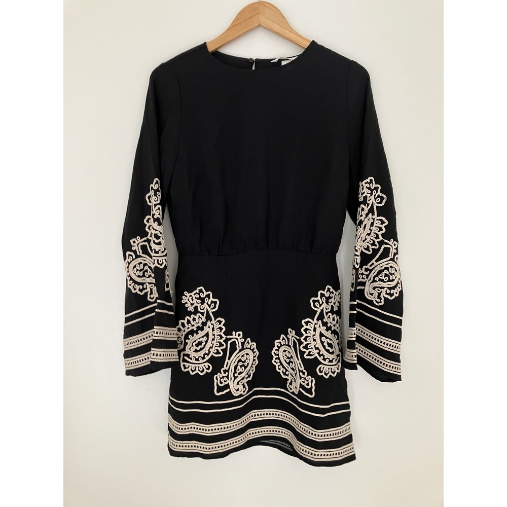 H&M Embroidered Short Dress With Bell Sleeves Size Small NWOT
